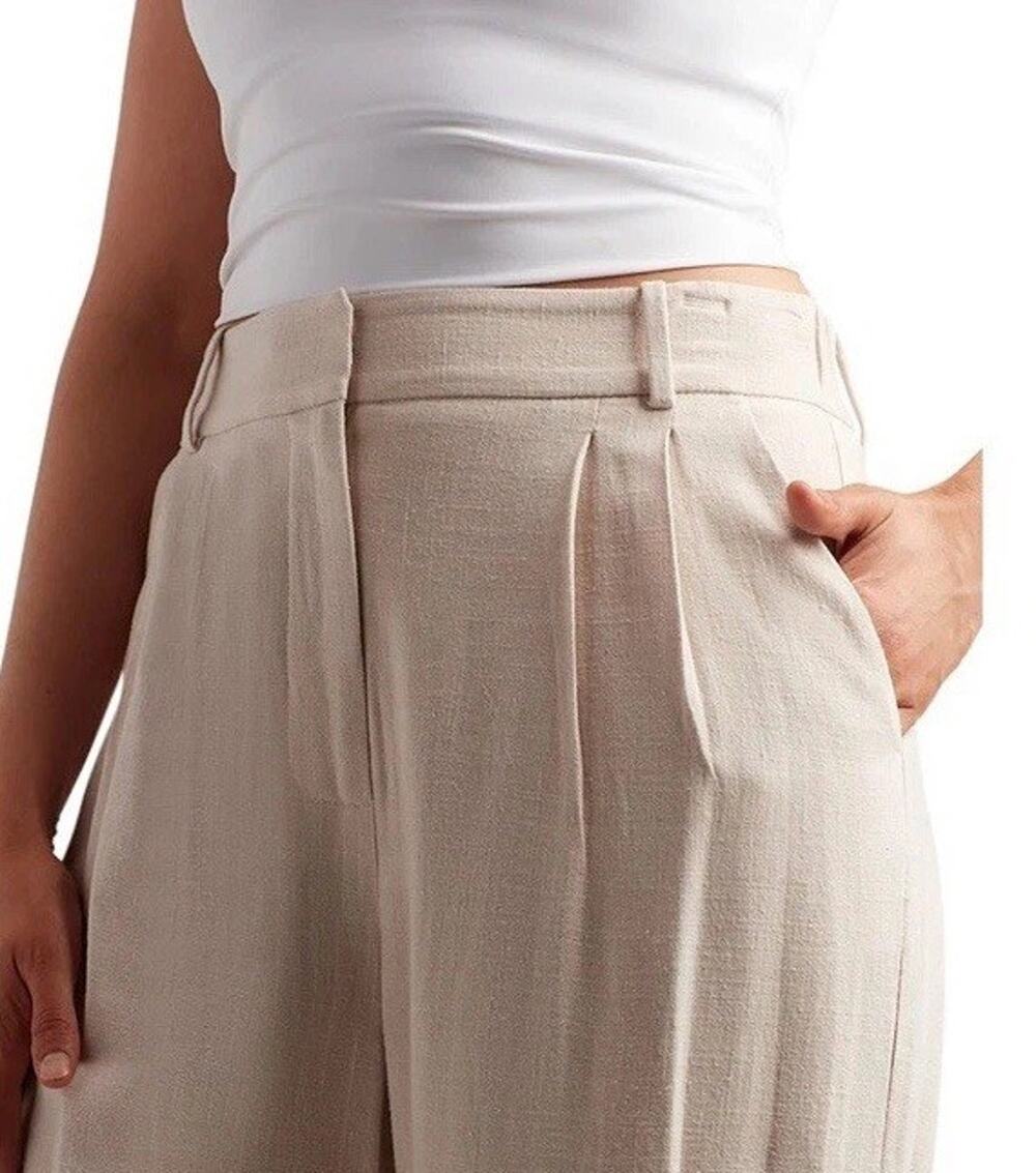 Bcx Pants Women's 0 Juniors Sand Pleated Front Mid Rise Wide Leg Formal